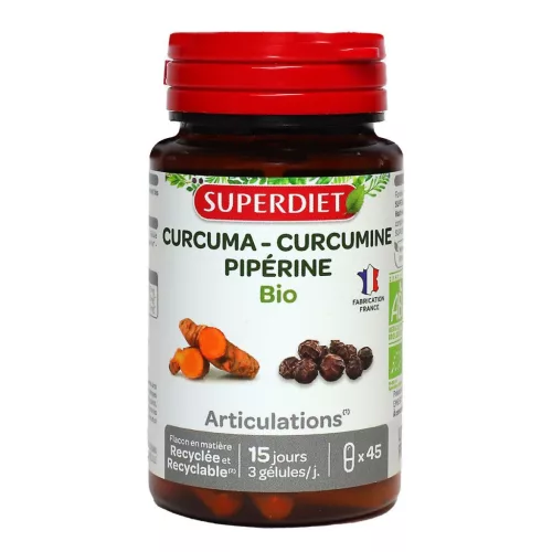 Superdiet kurkuma feketebors kapszula az ízületek támogatására vegán 45 db