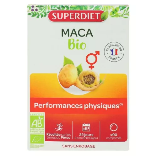 Superdiet maca tabletta a fizikai és szellemi teljesítmény, vitalitás támogatására 90 db