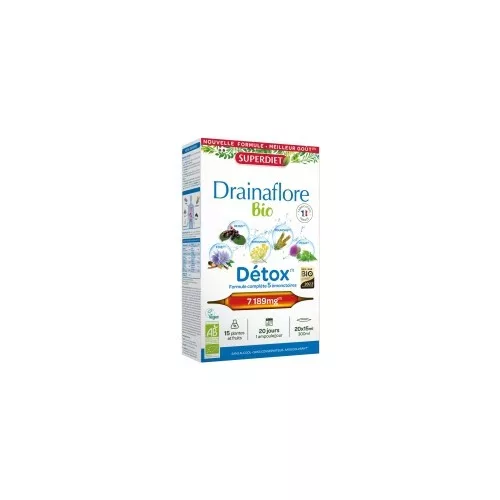 Superdiet drainaflore détox - a méregtelenítés komplex támogatására vegán ampulla 20x15ml 300 ml