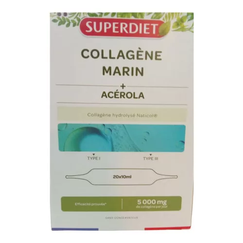 Superdiet tengeri kollagén + acerola, hidrolizált halkollagén ampulla 20x10ml 200 ml
