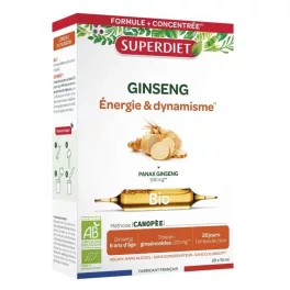   Superdiet ginseng panax az erőnlét és energiaszint támogatására, vegán ampulla 20x10ml 200 ml