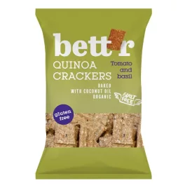 Bettr bio vegán gluténmentes quinoa kréker bazsalikom&paradicsom 100 g - bio és új hullámos étkezés