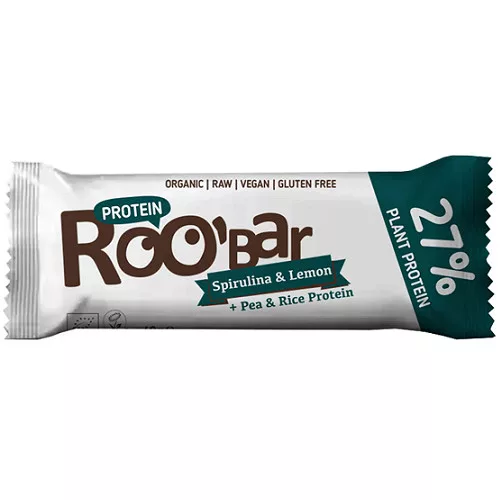 Roobar bio fehérjés szelet spirulina+citrom 40g