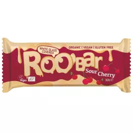 Roobar bio fehércsokival bevont meggyes szelet 30g