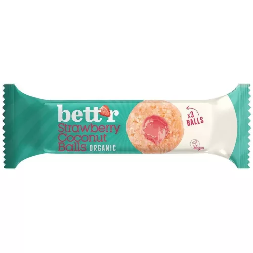 Bett'r bio földieperrel töltött kókuszos golyó 45g