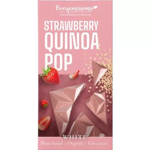 Benjamissimo bio vegán fehér csokoládé eper és quinoa 60 g