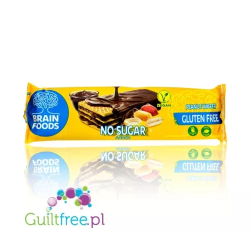 Brain Foods gluténmentes ostyaszelet csokoládéba mártott, földimogyorós, kakaós krémmel töltött, édesítőszerekkel 40 g