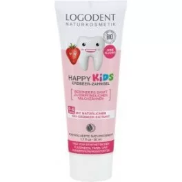 Logodent bio happy kids fluoridmentes gyermek foggél eper kivonattal 50 ml - bio és natúr kozmetikumok