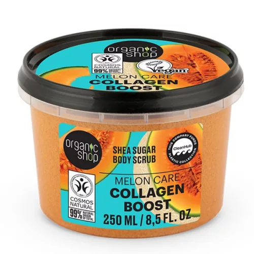 Organic Shop “Collagen Boost” shea cukros testradír sárgadinnyével