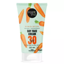 Organic Shop fényvédő nappali arckrém sárgarépával és antioxidánsokkal spf30 normál és száraz bőrre 50 ml - bio és natúr kozmetikumok