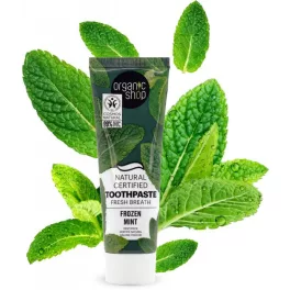 Organic Shop bio “frozen mint “ minősített fehérítő fogkrém mentával és szénnel 100 g - bio és natúr kozmetikumok
