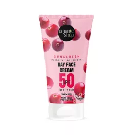 Organic Shop fényvédő nappali arckrém áfonyával és antioxidánsokkal spf50 zsíros bőrre 50 ml - bio és natúr kozmetikumok