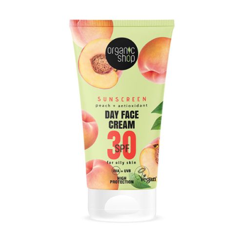Organic Shop Fényvédő nappali arckrém őszibarackkal és antioxidánsokkal SPF30 ( zsíros bőrre)
