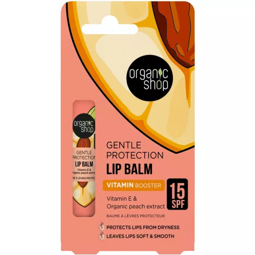 Organic Shop bio ajakbalzsam vitamin booster e-vitaminnal és barackkivonattal spf15 10 ml