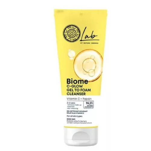 Natura siberica lab biome ragyogásfokozó gél-hab arctisztító c-vitamin + papain