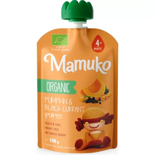 MAMUKO Bio SÜTŐTÖK ÉS FEKETE RIBIZLI PÜRÉ 100 g