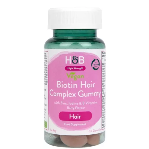 H&b biotin-haj komplex gumivitamin 30 db