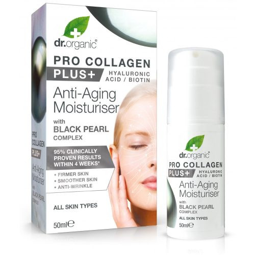 dr.Organic Pro Collagen Anti-Aging hidratáló arckrém fekete gyönggyel