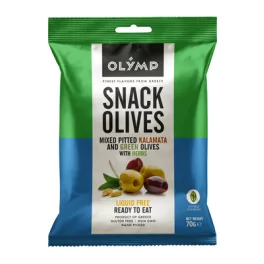   Olymp snack fűszerezett zöld és kalamata magozott olajbogyó 70 g