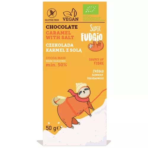 Fudgio csokoládé sós karamellás bio 50g