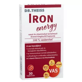 Dr.Theiss iron energy vasat és vitaminokat tartalmazó étrend-kiegészítő kapszula 30 db - bio és vegán étrendkiegészítők