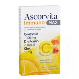   Ascorvita immuno max étrend-kiegészítő bevont tabletta c-, d-vitaminnal és cinkkel 30 db