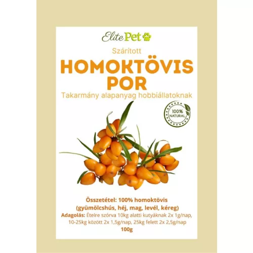 Elite pet homoktövis por 100g 100% (gyümölcshús, héj, mag, levél, kéreg)
