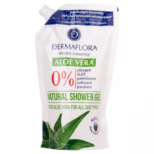Dermaflora 0% tusfürdő utántöltő aloe vera 500 ml - bio és natúr kozmetikumok