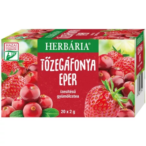 Herbária tőzegáfonya eper ízesítésű gyümölcstea 20x2g 40 g