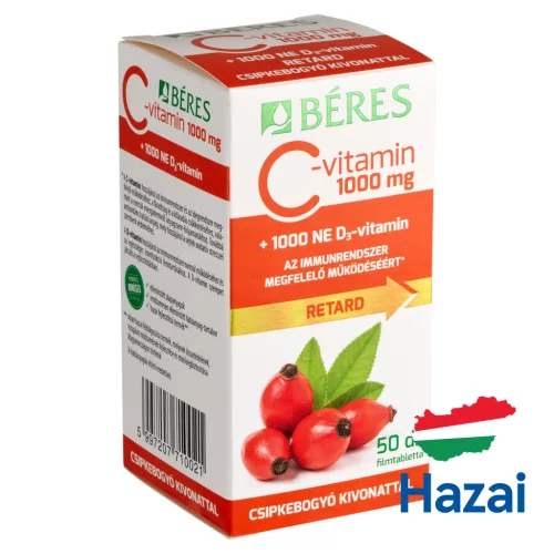 Béres c-vitamin 1000mg csipkebogyó+d3-vitamin filmtabletta 50 db - bio és vegán étrendkiegészítők