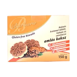 Barbara gluténmentes kakaókrémmel töltött omlós keksz 150 g - bio és új hullámos étkezés