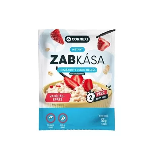 Cornexi zabkása vanília ízű, eper darabokkal, hozzáadott cukor nélkül édesítőszerekkel 55 g