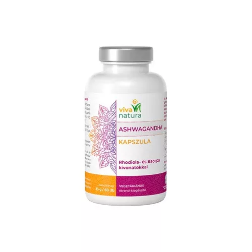 Viva natura ashwagandha rhodiola és bacopa kivonatokkal vegetáriánus étrend-kiegészítő kapszula 60 db