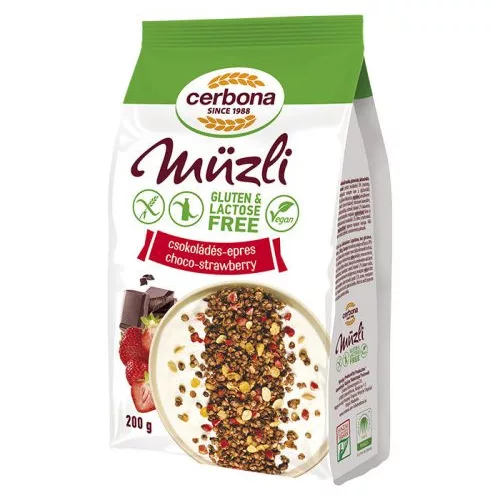 Cerbona gluténmentes müzli csokoládés-epres 200 g