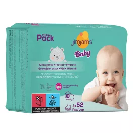   Jimjams baby nedves popsitörlőkendő illatmentes multipack 3x52db 156 db