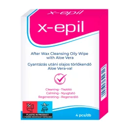   X-Epil - Gyantázás utáni olajos törlőkendő (4db) - Aloe Vera