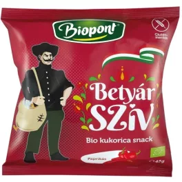 Biopont bio kukorica snack betyár szív paprikás ízesítéssel 45 g - bio és új hullámos étkezés