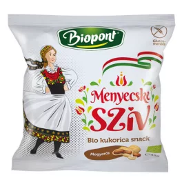 Biopont bio kukorica snack menyecske szív mogyorós ízesítéssel 45 g - bio és új hullámos étkezés