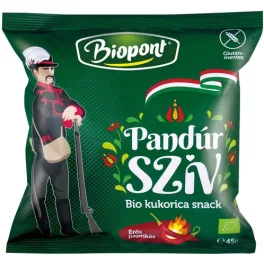 Biopont bio kukorica snack pandúr szív erős paprikás ízesítéssel 45 g - bio és új hullámos étkezés