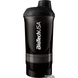   BiotechUSA Keverőpalack Biotech Wave+ fekete füst 600ml(+200ml+150ml)