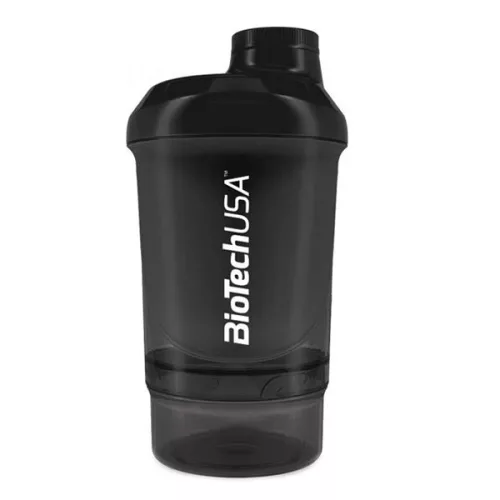 BiotechUSA Keverőpalack Biotech Wave+ Nano 300ml (+150ml) fekete-füst