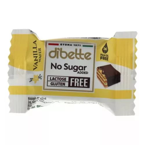 Dibette nas laktóz-, pálma-, gluténmentes vanília ízű krémmel töltött ostyakocka, hcn, édesítőszerekkel 10 g