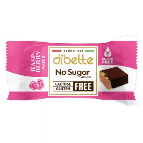 Dibette nas laktóz-, pálma-, gluténmentes málnás krémmel töltött ostyakocka, hcn, édesítőszerekkel 10 g