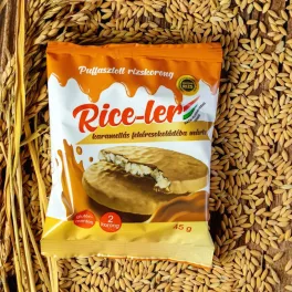 Rice-ler puffasztott rizskorong karamellás fehércsokoládéba mártva 45 g - bio és új hullámos étkezés