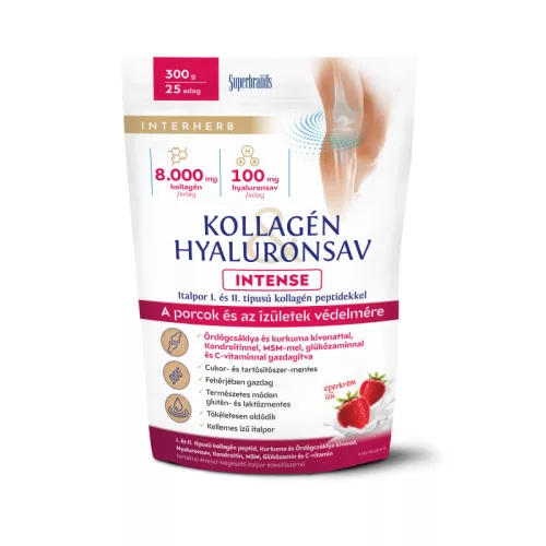 Interherb kollagén&hyaluronsav intense porcépítő italpor eperkrém ízű 300g