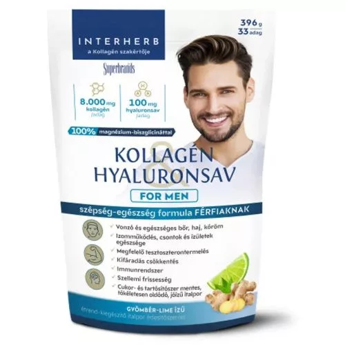 Interherb kollagén és hyaluronsav italpor for men gyömbér lime ízű 396 g