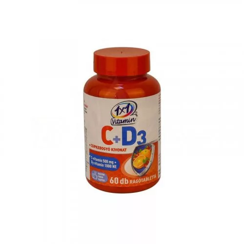 1x1 vitamin c-vitamin 500mg+d3+csipkebogyó rágótabletta narancs 60 db - bio és vegán étrendkiegészítők