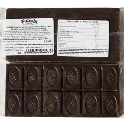 Paleolit mogyoró ízű krémmel töltött étcsokoládé 100g