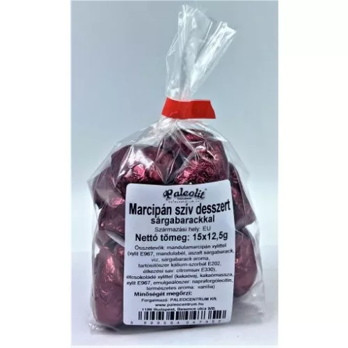 Paleolit marcipán szív 15x12,5g sárga barackkal