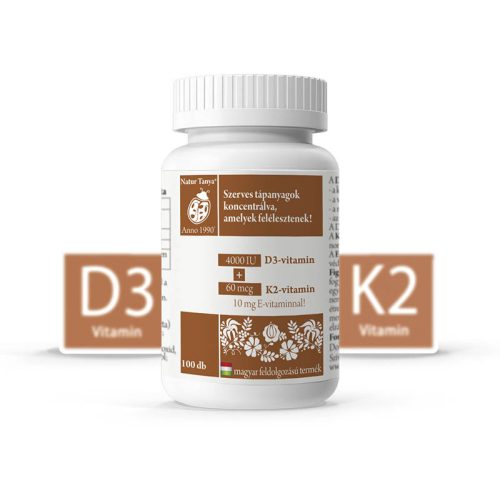 Natur Tanya® D3 és K2-VITAMIN EGYÜTT! 4000IU D3-vitamin és 60mcg K2 kivonat 1 tablettában! 100db